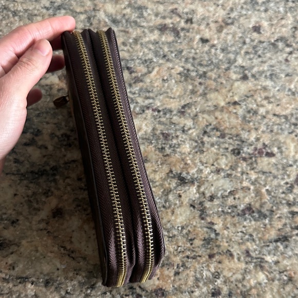 Louis Vuitton Brown Monogram Zip Wallet with Multicolor Floral Detail - Picture 3 of 5